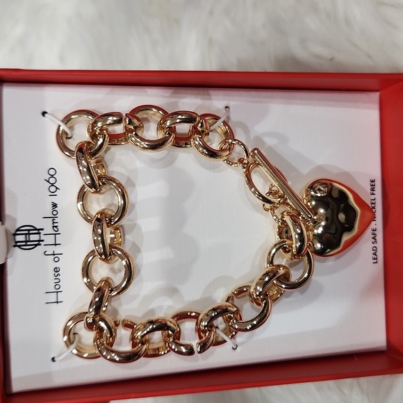 🔹️House of Harlow🔹️ 1960 Chunky Gold Chain Heart Charm Bracelet - Picture 5 of 7
